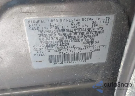 2015 Nissan Sentra Sv z USA, uszkodzony, nr VIN 3N1AB7AP6FL692539